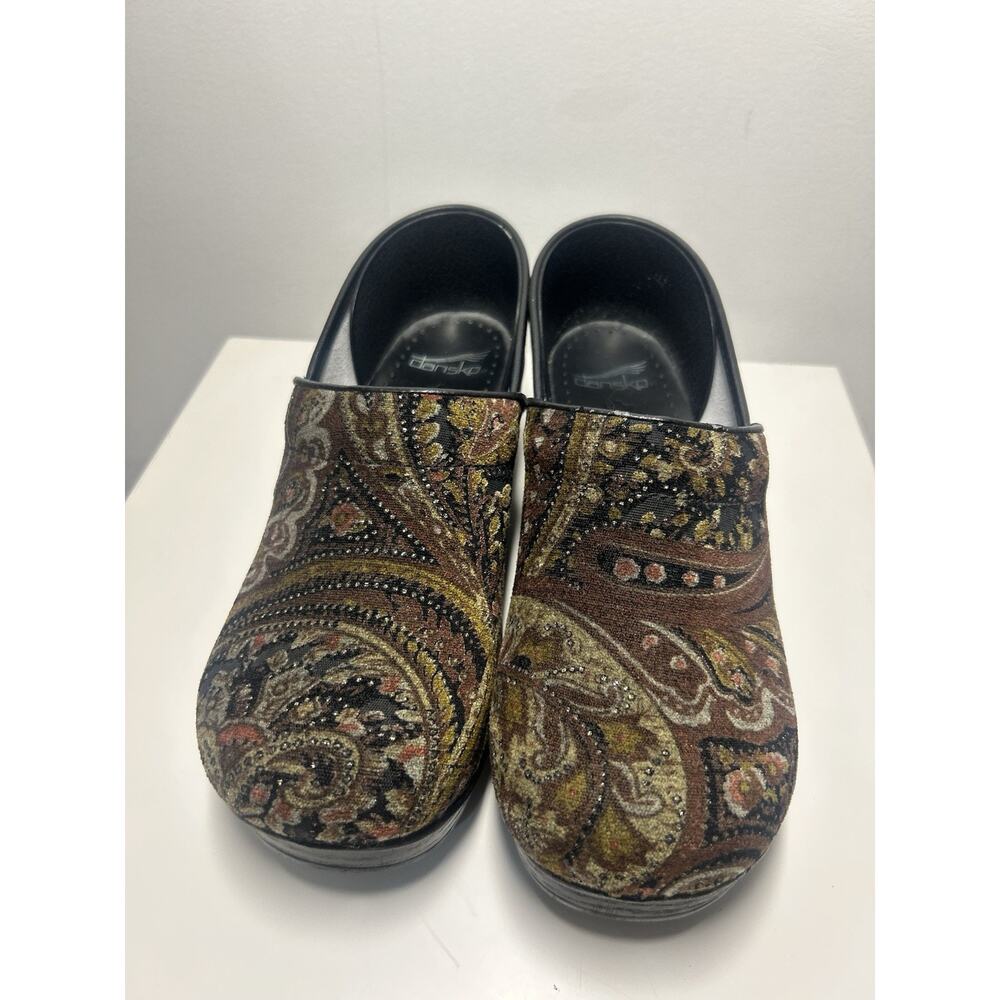 Dansko Paisley Tapestry Brown jewel Clogs size EU 40 US 9 Retro 70s Boho nurse - Picture 8 of 14